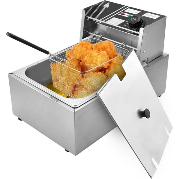 EVGTTI 6L Commercial Electric Deep Fryer Countertop Deep Fryer Single Detachable Tanks