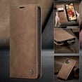 thumbnail image 5 of KONEE Phone Case Compatible with iPhone 14 Plus , Leather Case PU Leather Flip Phone Case with [Card Slot] [Stand Function], Foldable Phone Case for iPhone 14 Plus Case, Brown, 5 of 14