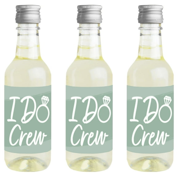 Big Dot of Happiness Sage Green Elegantly Simple - Mini Wine & Champagne Bottle Label Stickers - Wedding or Bridal Shower Guest Party Favor Gift 16 Ct