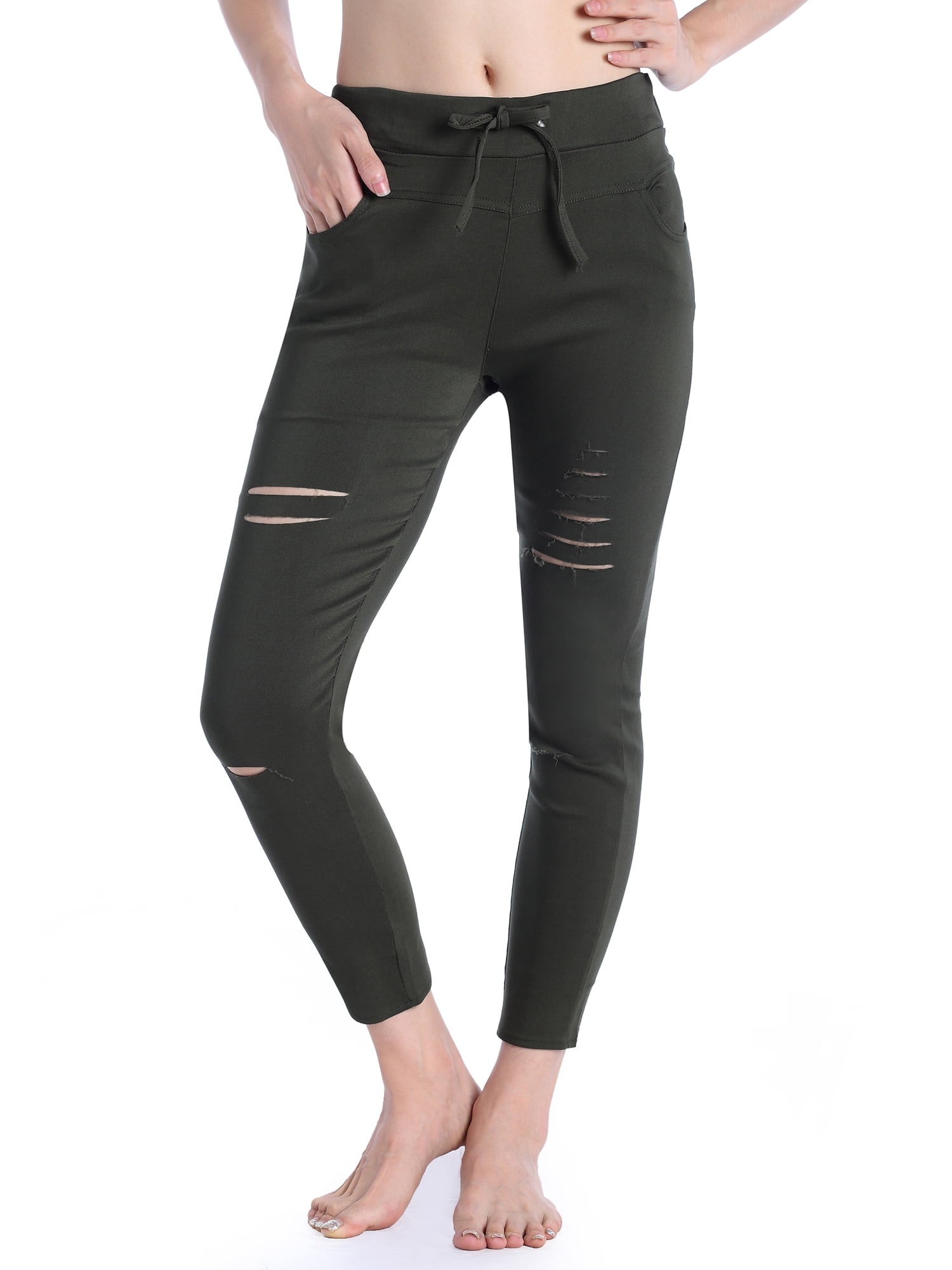 black ripped capris