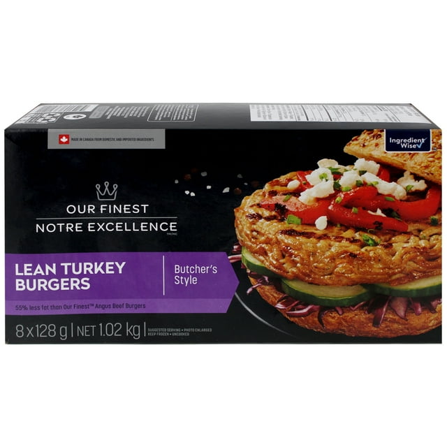 Our Finest Lean Turkey Burgers, 8 x 128 g