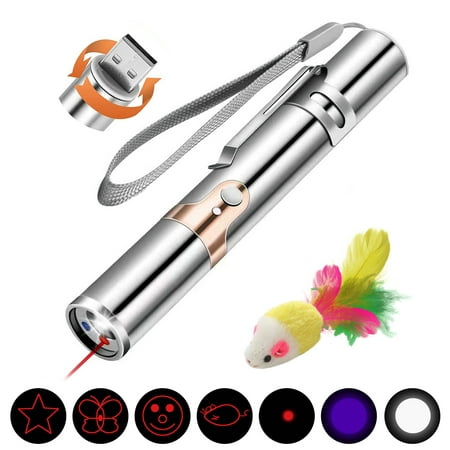 FYNIGO Cat Laser Pointer Toy Rechargeable,7 in 1 Function,Interactive Cat Toys for Indoor Cats and Dogs with a Cute Mouse Toy,Exercise Pet Agility,Pet Chaser Laser Toy