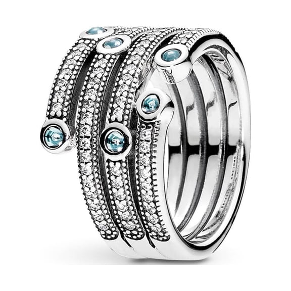 Ring Shimmering Ocean w/Frosty Mint and Clear CZ Ring sz 62 191002CZF-62