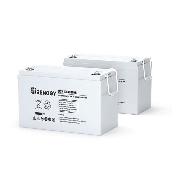 Renogy 2Pack Deep Cycle AGM Automotive Battery, 12 Volt 100Ah, 1100A Max Discharge Current, 3% Self-Discharge Rate, Maintenance-Free