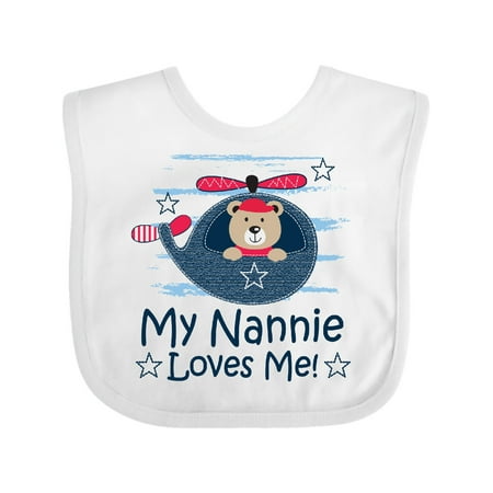 

Inktastic My Nannie Loves Me Grandson Gift Baby Boy Bib