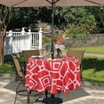 thumbnail image 2 of Moroccan Outdoor Round Tablecloth with Umbrella Hole and Zipper, 60 Inch Red, Waterproof Wrinkle Free Table Cloth Decorative Fabric Washable Table Cover for Patio, Party, Picnic, 2 of 6