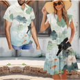 thumbnail image 2 of Garronmavis Lotus Cat Matching Couple Outfits Mens Button Down Shirt Size S Hawaiian Tops Workwear and Womens Short Sleeve Dress A-Line Elegant Summer Beach Dresses, 2 of 7