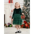 thumbnail image 5 of IBTOM CASTLE Toddler Baby Girls Velvet Tutu Dress Long Sleeve Princess Christmas Birthday Party Wedding Pageant Communion Dresses Fall Winter Clothes 3-4 Years Green, 5 of 8