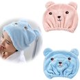 thumbnail image 1 of beige+bleu)2pcs Chapeau Cheveux Secs Serviette Cheveux Serviette Cheveux En Microfibra Turbante Servilletas absorbentes De Toilette Serviette De Bain, 1 of 5