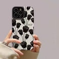 thumbnail image 2 of Rose Flower Print Line Stripe Soft Phone Case Compatible with iPhone Case (Black,iPhone 11), 2 of 5