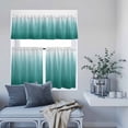 thumbnail image 6 of 3 Piece Kitchen Curtains and Valances Set Teal Green Ombre Cafe Curtains 24 Inch Length Contemporary Gradient Abstract Art Valance & Tier Curtain for Living Room Bedroom Window 54"x18"+27"x24"*2, 6 of 6
