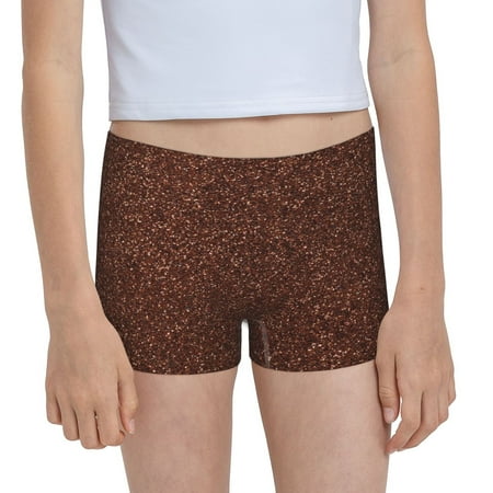 Pofeuu Dark Brown Glitter Print Soft Cotton Girls Boyshort panties Toddler Underwear-X-Large