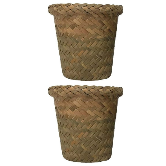 HAMPPLIES 2pcs Outdoor Planter Garden Style Straw Flower Pot for Home Decoration
