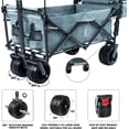 thumbnail image 5 of Large Collapsible Wagon Cart with Removable Canopy, Heavy Duty Folding Beach Wagon with Big Wheels, Adjustment Push Handle&Rear Brakes,Cooler Bag, Utility All-Terrain Wagon for Garden Shopping Camping, 5 of 7