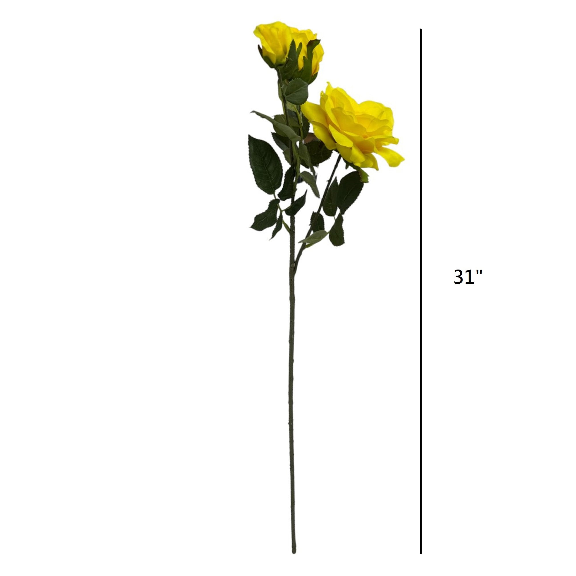 (2 pack) Mainstays 31" Tall Artificial Yellow Rose Flower Stem, Indoor Decoration