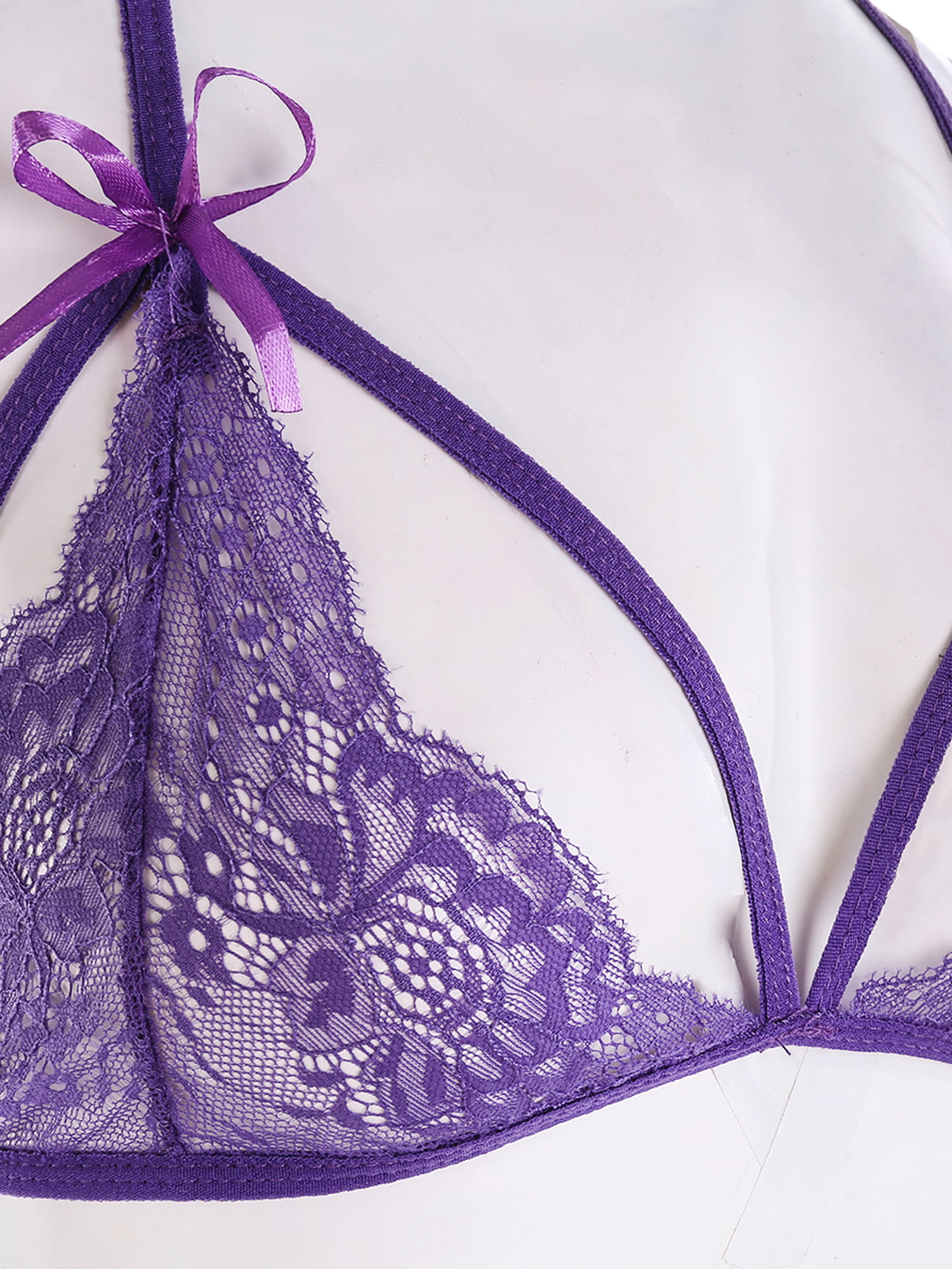 Purple Garter Slip, Stockings & Gloves Set Babydoll Women's Lingerie – Ninx