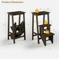 thumbnail image 4 of Costway 3 Tier Folding Step Stool 3-in-1 Rubber Wood Ladder Storage Shelf Brown, 4 of 10