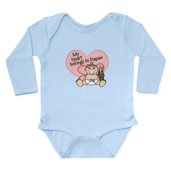 CafePress - My Heart Belongs To Papaw GIR Body Suit - Long Sleeve Cotton Baby Bodysuit