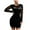 Black, variant on LYXSSBYX Womens Dresses Clearance under 10.00 Women's Fashion Sexy Round Neck Mesh Long Sleeve Solid Lace Mini Dress