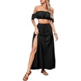 thumbnail image 3 of EASYBRA Womens Sexy Two Piece Vacation Set Sleeveless Top Long Split Maxi Skirt Beach Cover Up Outfit, 3 of 7