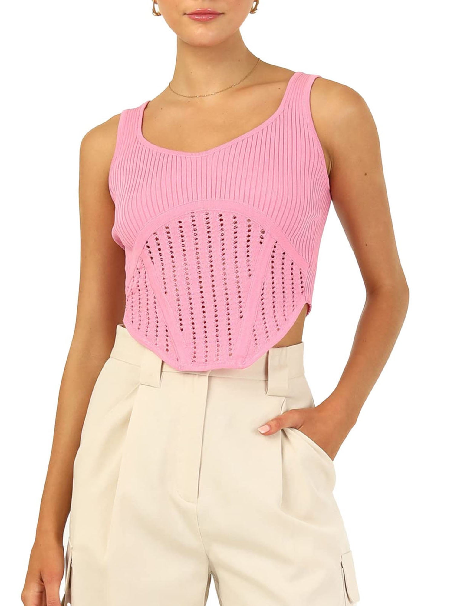 wybzd Women Sleeveless Bodysuits Solid Color Summer Ribbed Tank