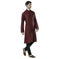 thumbnail image 6 of Ethnix Men's Embroidered Banded Collar Pure Linen Indian Kurta Tunic Pajama Set; Maroon; XL, 6 of 6