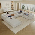 thumbnail image 2 of MAYEERTY 157.6" Cloud Sofa White Corduroy Fabric Deep Seat Double-Layer Design Removable Cushion No Assembly DIY Combination for Multi-Rooms, 2 of 6