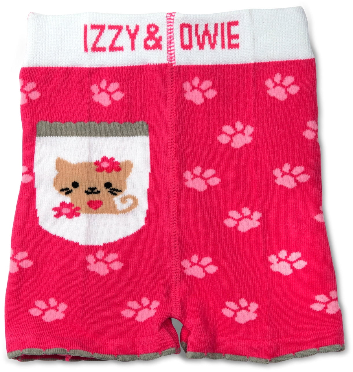 Izzy & Owie - Pink Kitty Cat Paw Print 2T-3T Soft Stretchy Toddler Shorts