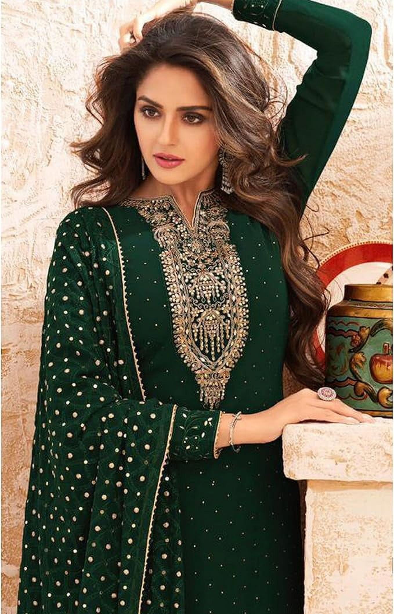 Party Wear Indian Designer Salwar Kameez Suits Pakistani Plazzo Pant Dress  ( Green, XS - 36 ) - Walmart.com