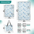 thumbnail image 2 of Extra Large Picnic Beach Blanket Waterproof Sand Proof Portable Outdoor Mat Blue Flower and Leaf 60x80, 2 of 9