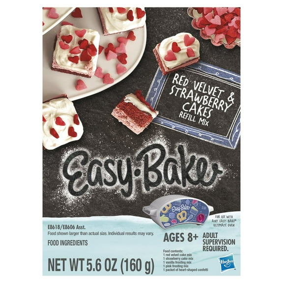 Easy-Bake Ultimate Oven Toy Refill Mix, Red Velvet and Strawberry Cakes 5.6 oz., Ages 8 and Up