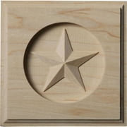4 1/4"W x 4 1/4"H x 3/4"P Austin Star Rosette, Rubberwood