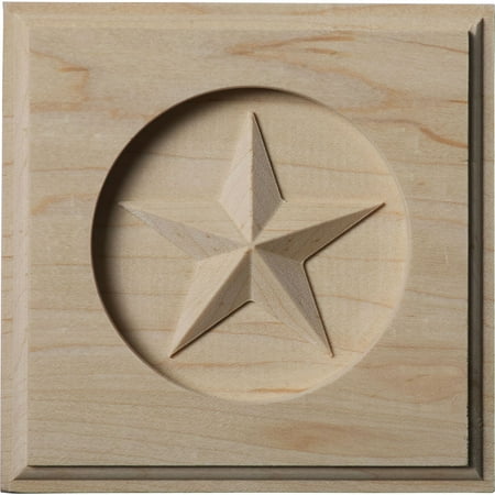 4 1/4"W x 4 1/4"H x 3/4"P Austin Star Rosette, Rubberwood