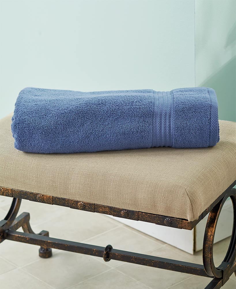 BLUE 5-1/2 Feet! 34" x 68" INDIGO  100% Cotton HUGE OVERSIZED Bath Towels 