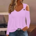 thumbnail image 2 of FAIWAD Women Cold Shoulder Tunic Tops Long Sleeve V Neck Solid Color Basic Shirts Fall Winter Casual Pullover Top, 2 of 5