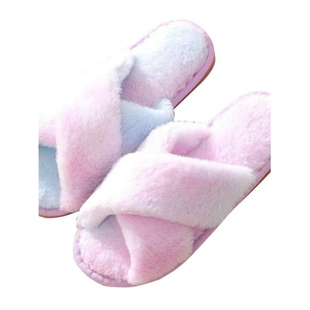 

MarinaVida Women s Cross Band Soft Plush Fleece House Slippers Lightweight Non Slip Indoor Or Outdoor Slippers Open Toe