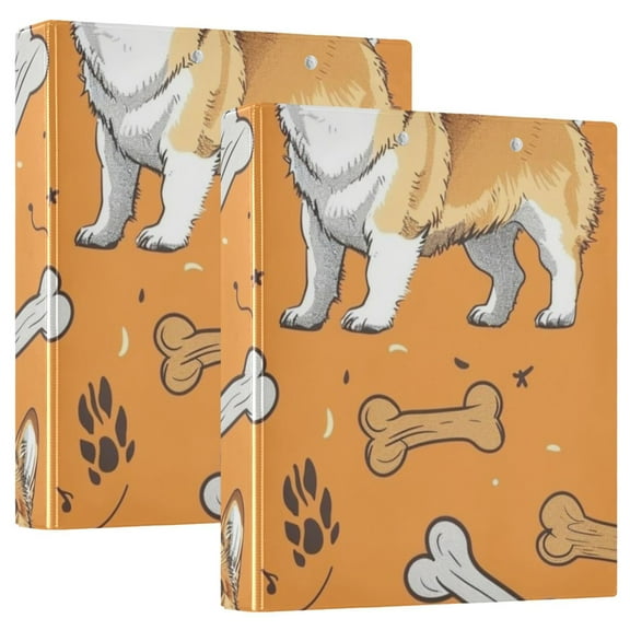 Bones Dogs 3 Ring Binders 1.5 inch Hardcover File Folders with Interior Pockets A4 Size Organizer for School Office Hospital Set of 2