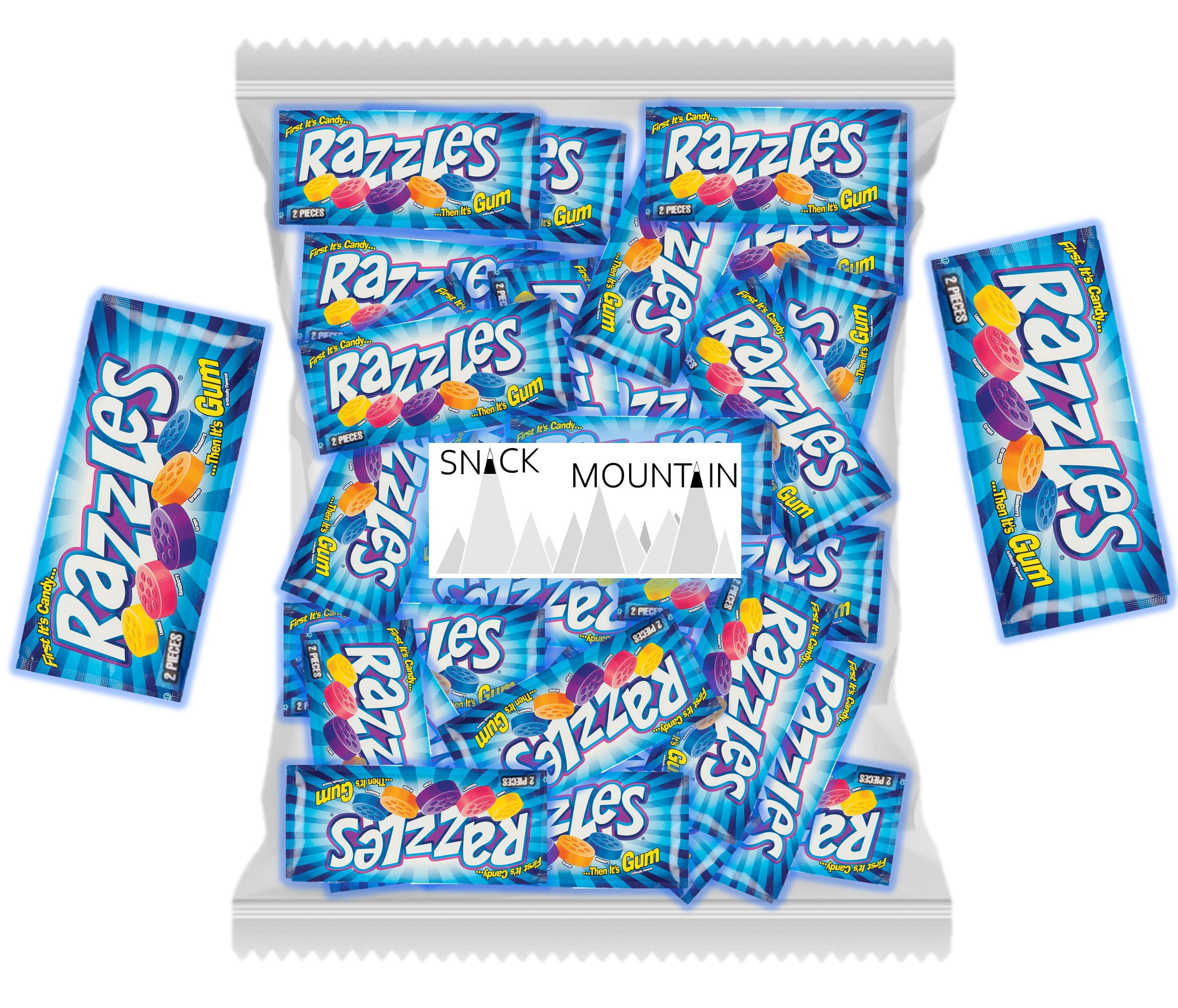 Snack Mountain Bulk Razzle Gum (45 Packs) Individually Wrapped Razzles Candy…