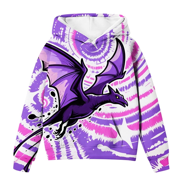 Kiijoy Big Boy's Tie Dyed Dinosaur Hoodie Long Sleeve Hooded