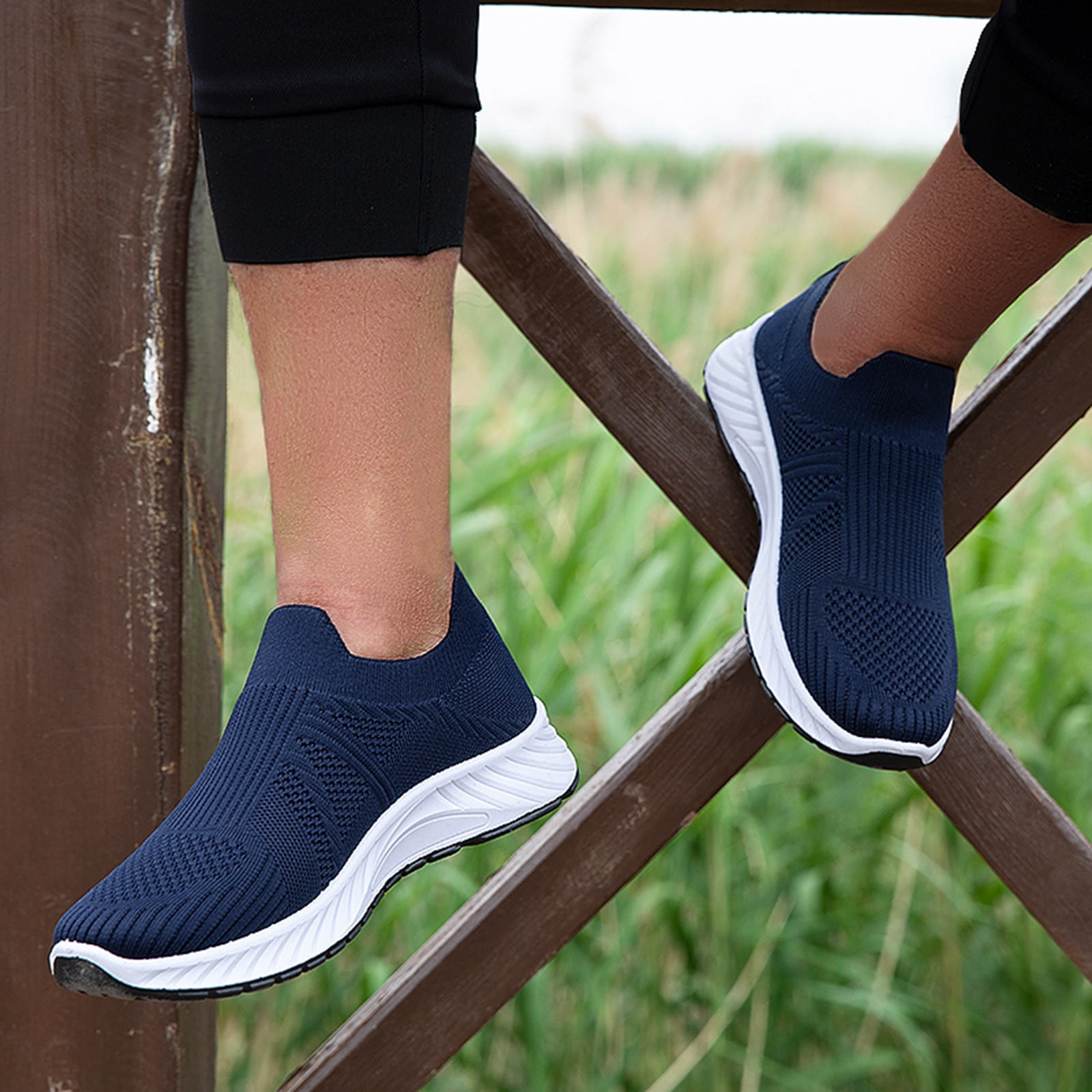 Dakaela Mens Hands Free Slip on Shoes Lightweight Walking Sneakers Mesh Breathable Casual Shoes Blue 11