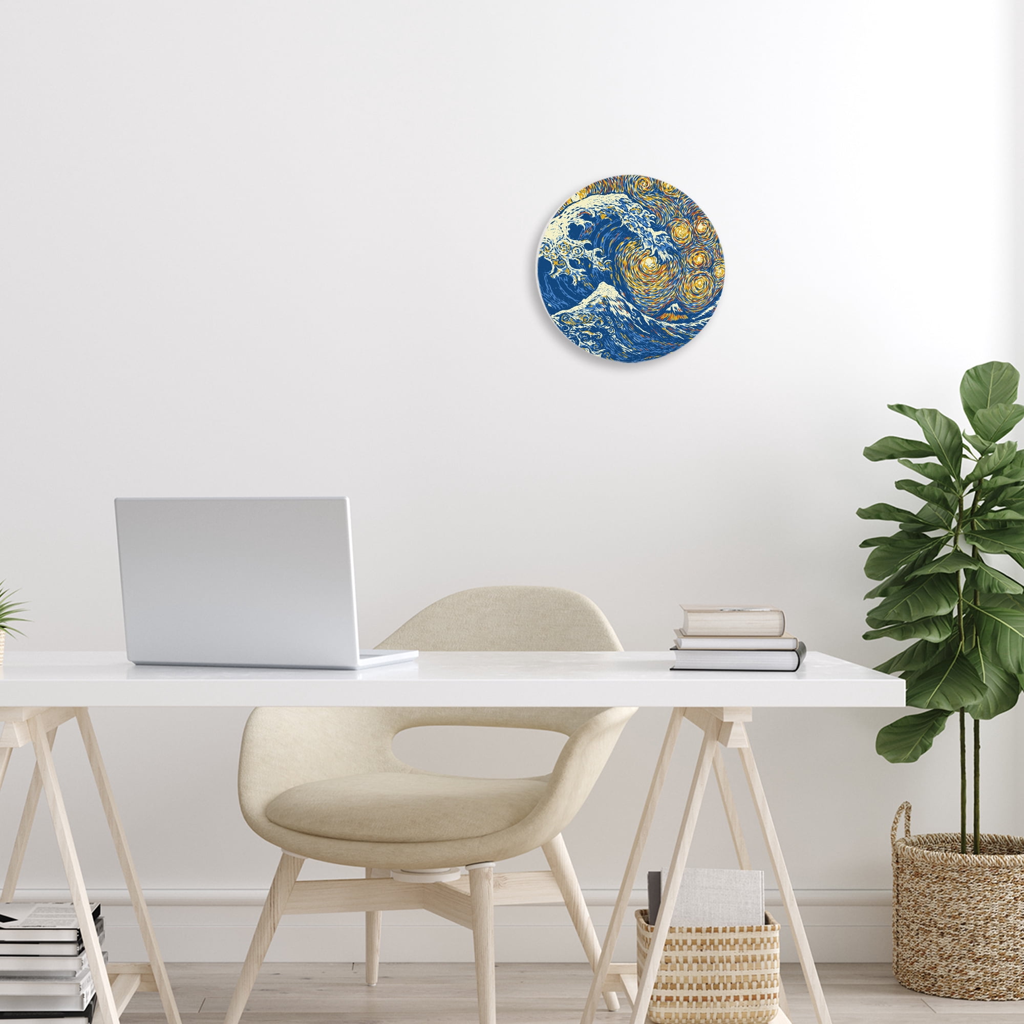 Stupell Industries Starry Impression with Ocean Wave Circular Wall Plaque, design by Tobe Fonseca