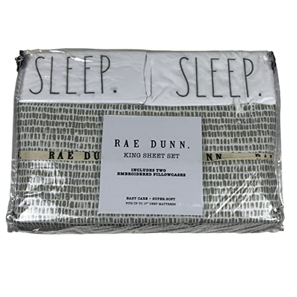 Rae Dunn by Enchante Sleep King Size Sheet Set Embroidered Pillowcases 4  Piece Set