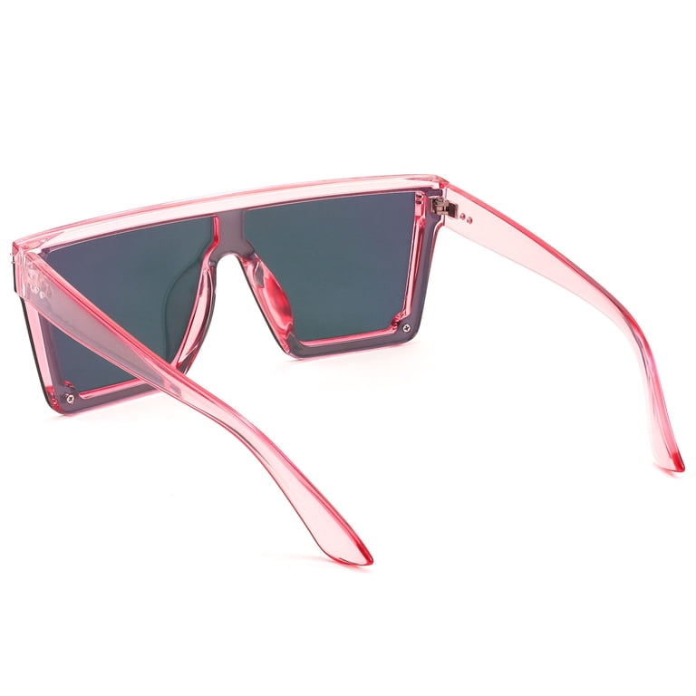 FEISEDY Women Men Flat Top Shield Sunglasses Oversized  display picture 2
