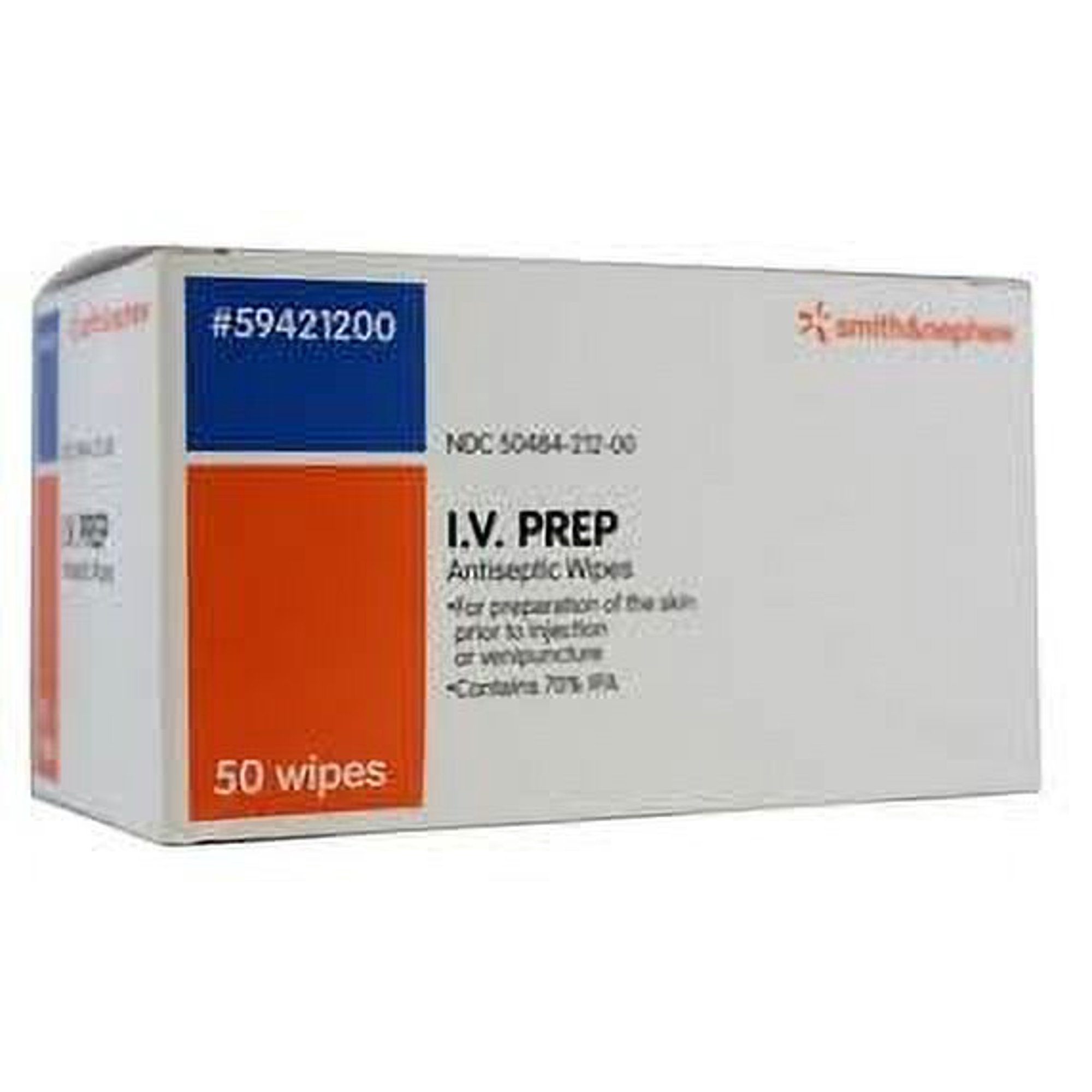 Antiseptic Wipe IV PREP Isopropyl Alcohol 70% Individual Packet Box of 50 8 Pack