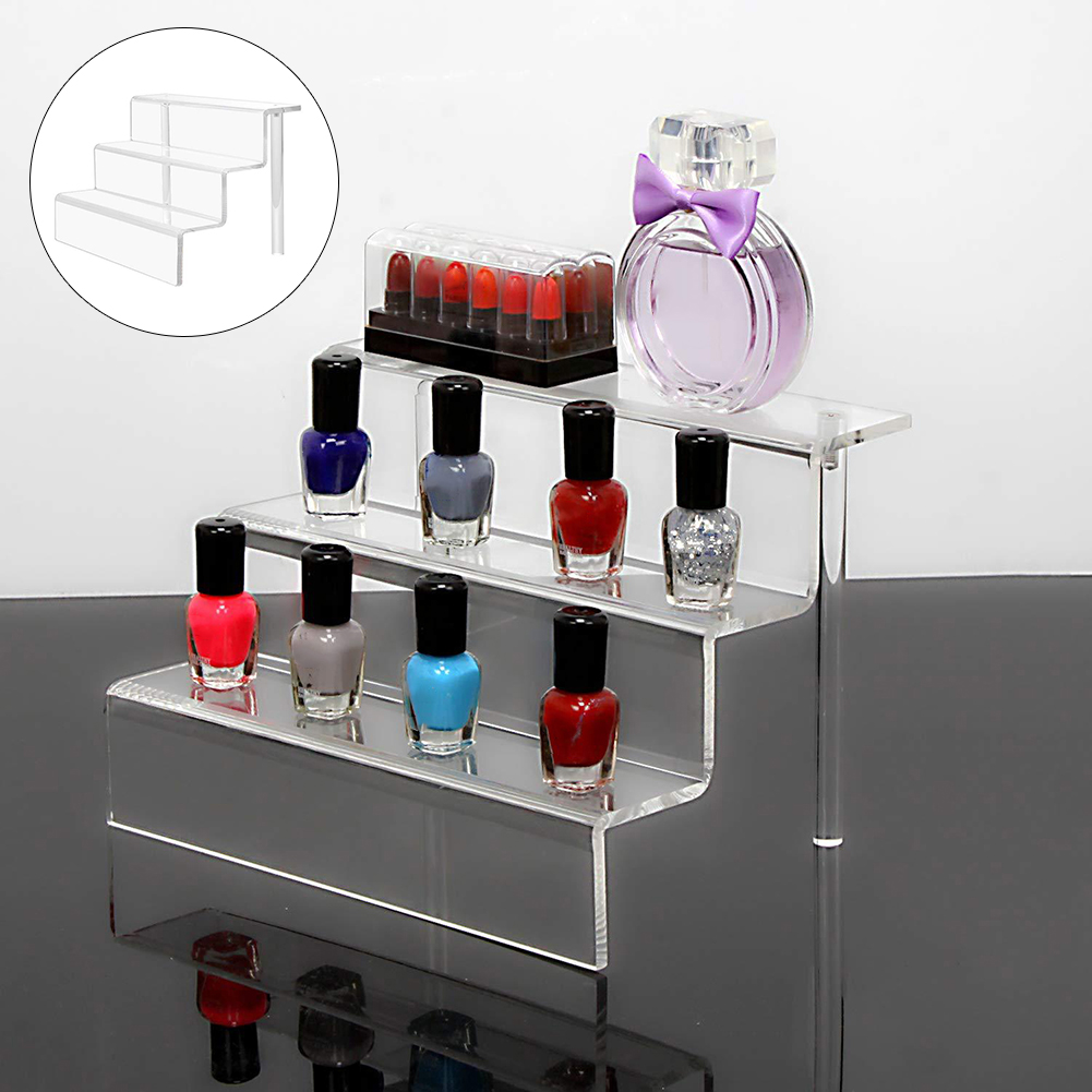 9x6inch Acrylic Display Stands Masqudo 3 Tier Acrylic Riser Display Shelf for Amiibo Funko POP Figures Cupcakes Stand for Cabinet,Countertops Table
