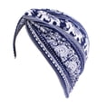 thumbnail image 2 of Women's Soft Cotton Chemo Caps Ethnic Print Stretch Beanie Head Scarf Cover Headwear Bandana Turban Hat Head Loss - Navy Elephant, 2 of 6