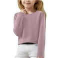 thumbnail image 3 of lkfuzj Girls Sweater Long Sleeve Knit Pullover Crewneck Warm Top 2025 Fashion New Solid Color Spring Clothes for Kid 6-15 Years - Gray, 3 of 8