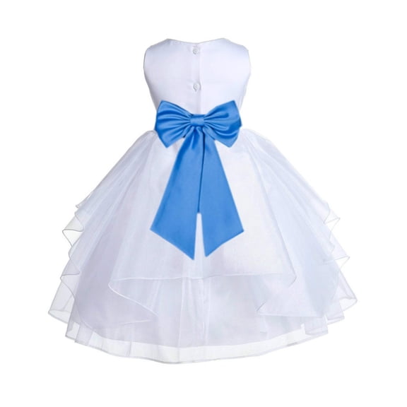 Ekidsbridal White Cornflower Shimmering Organza Flower Girl Dress Junior Bridesmaid Wedding Pageant Communion Baptism Gown 4613T S
