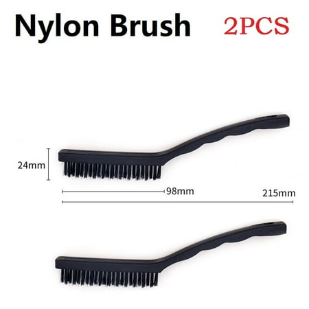 

2 Pcs Wire Brush Brass Nylon & Steel Brushes Rust Remover Cleaning Polish Grinder