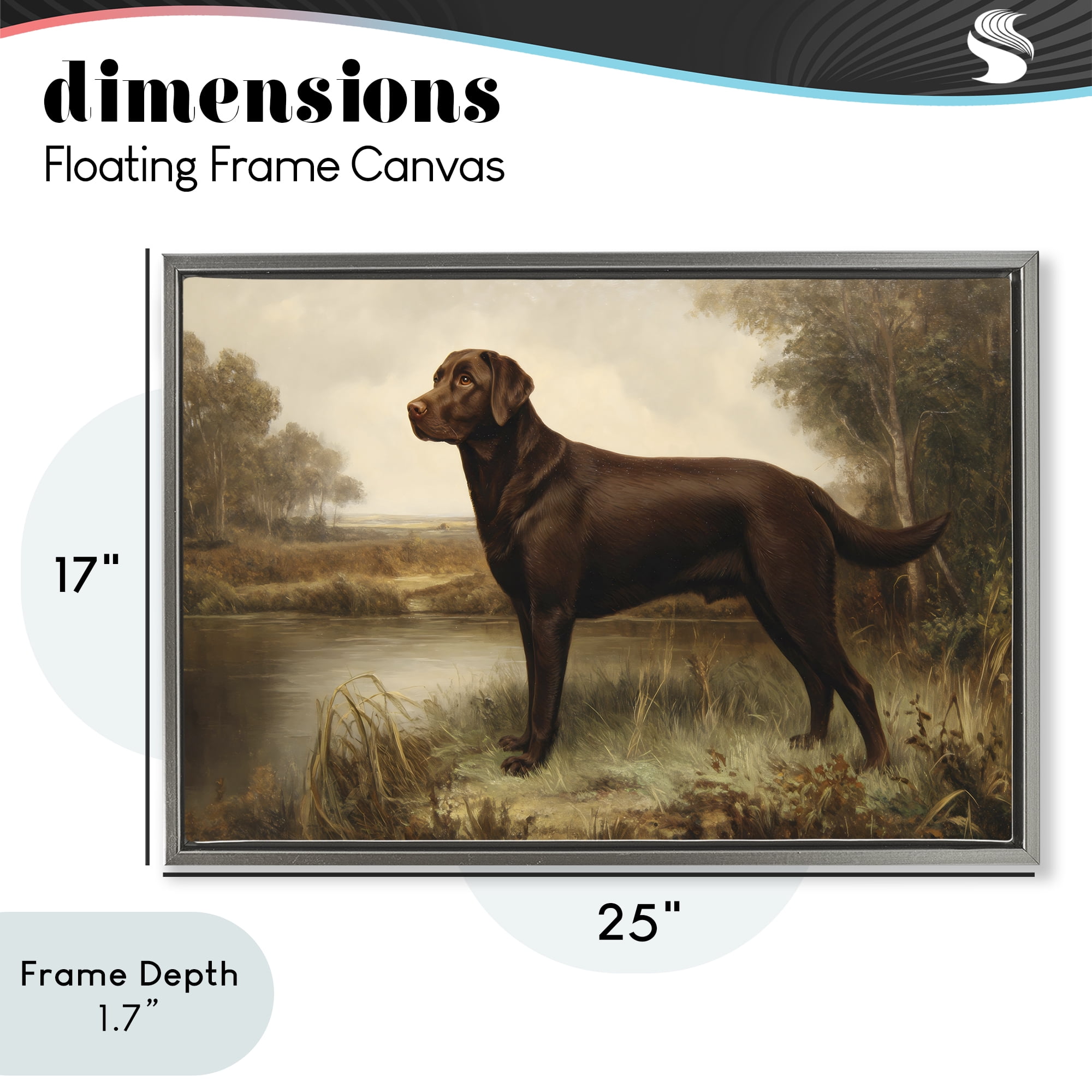 Stupell Industries Brown Lab By The River Gray Framed Floater Canvas Wall Art, design by Petal Prints Design